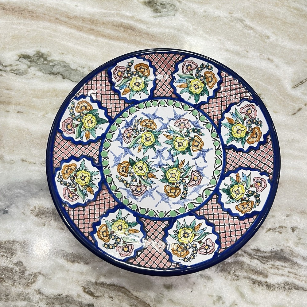 Talavera Mexican Pottery Hand Painted 9.5 in‎ Plate Decorative Wall Hanging